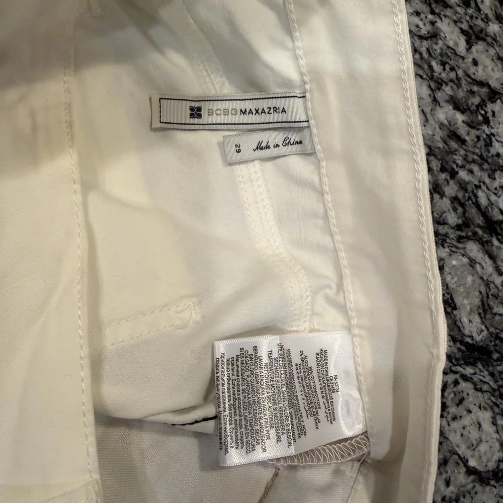 BCBGMaxAzria Beige and Black Panel Straight Leg Pants - Picture 8 of 10